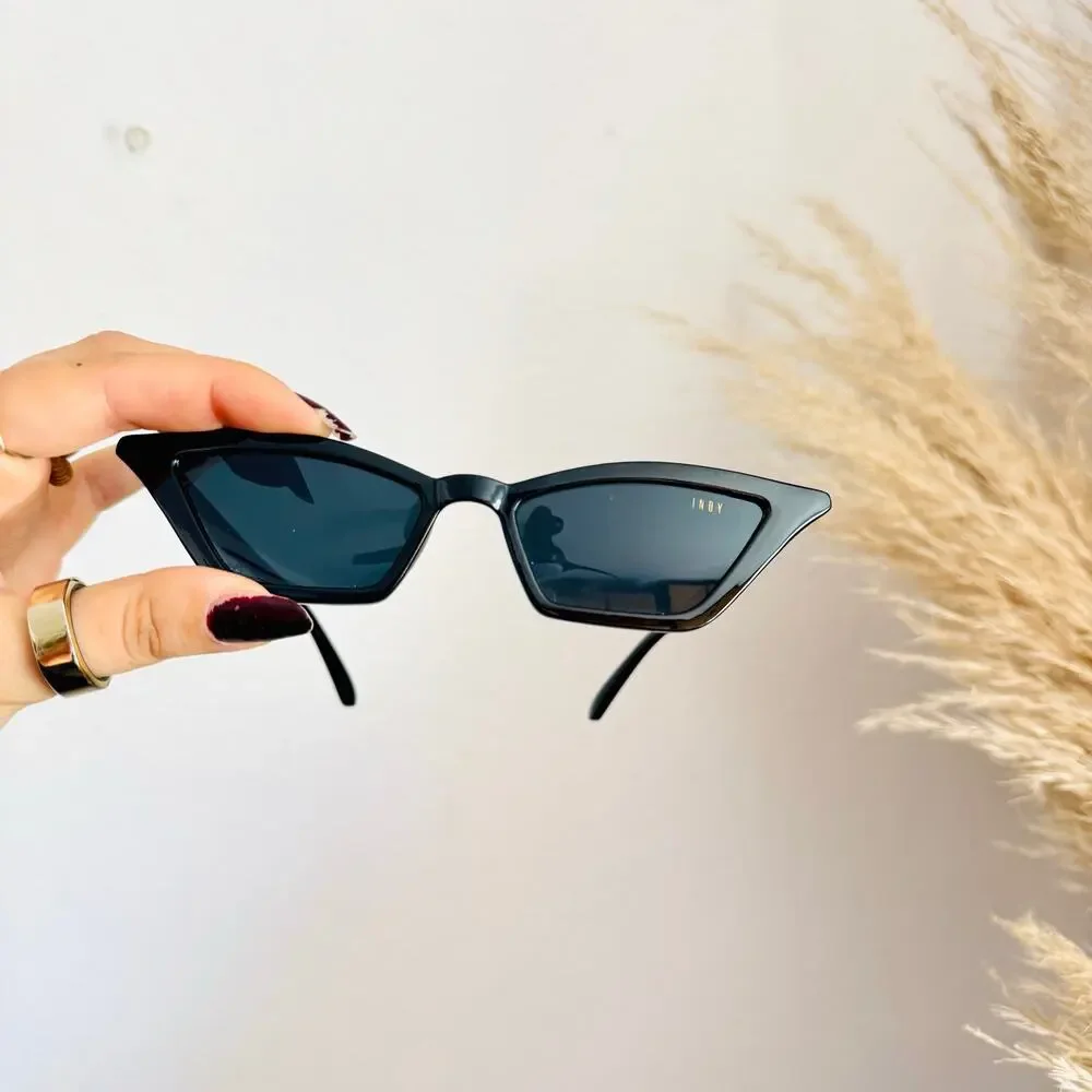 INDY FREE PEOPLE ANTHRO Black Cat Eye Plastic Rectangle $118 Sunnies Sunglasses